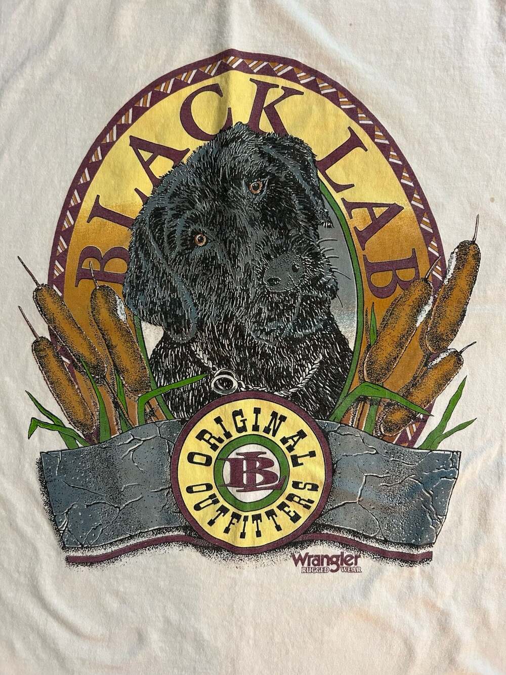 Vintage 90s Wrangler Black Lab Original Outfitters Graphic T-Shirt XL - Picture 2 of 10